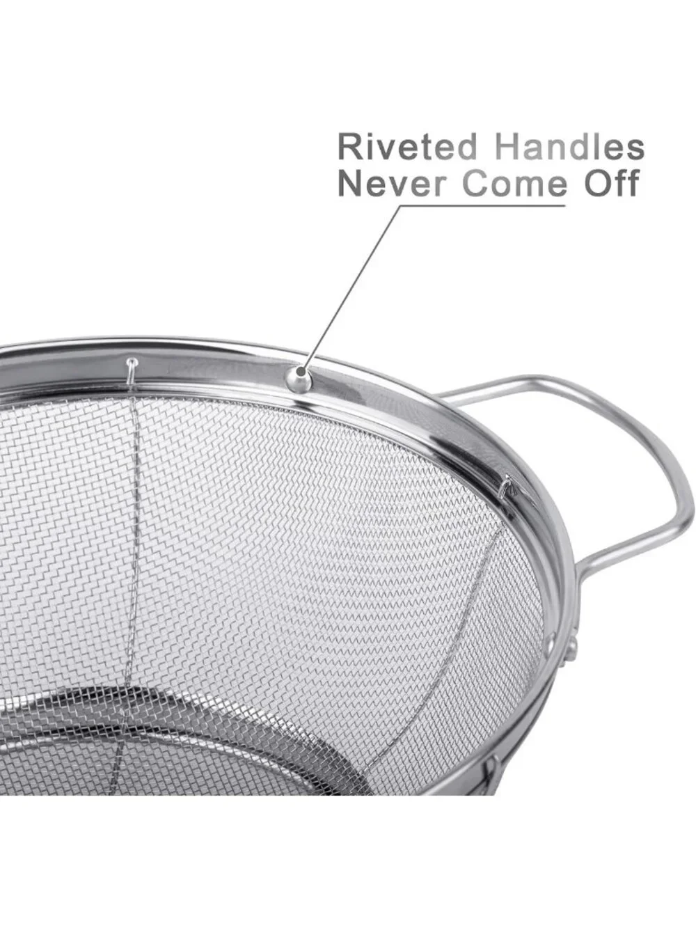 3-Pack Stainless Steel Colander Set - 5QT, 4QT & 3QT Mesh Strainers with Handles